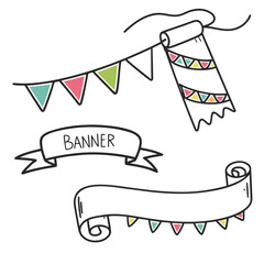 Festive bunting and banner icons party celebration