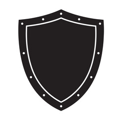 Classic black shield design featuring vintage art inspired decorative frame with rivets