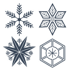 Obraz premium Geometric snowflake icons in dark blue winter cold