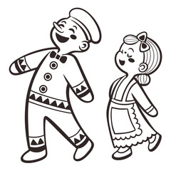 Gingerbread couple smiling gingerbread man gingerbread woman