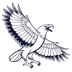 Majestic eagle in flight with open beak bird flying