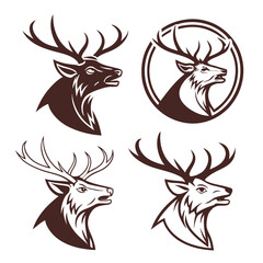 Obraz premium Majestic deer heads with intricate antlers stag reindeer