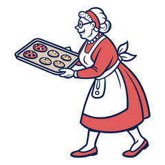 Mrs Claus carrying tray of cookies christmas holiday