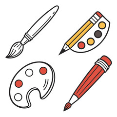 Paintbrush pencil and palettes tools