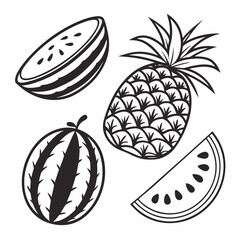 Pineapple and watermelon slices art fruit summer