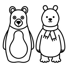 Polar bear and penguin characters christmas icons
