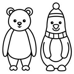 Polar bear and penguin winter characters christmas