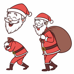 Santa Claus icons with gifts Christmas holiday