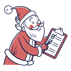 Santa Claus checking his list with a pen christmas holiday