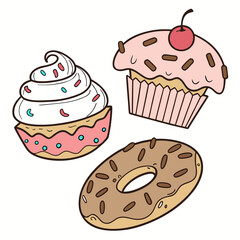 Sweet treats donut cupcake cookie dessert