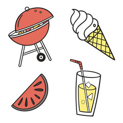 Summer barbecue ice cream watermelon drink food grill