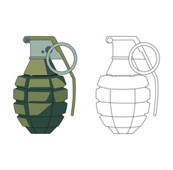 Fototapeta premium Cartoon Coloring Art Green Grenade Simple Design Icon Digital 