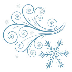 Swirling wind and snowflake graphic elements frost winter
