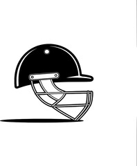 Black And White Cricket Helmet Vector With Grill For Protective Gear Illustration 