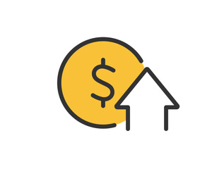 ドル高・為替上昇のアイコンイラスト | ベクター素材 お金 ビジネス 経済