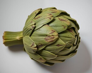Obraz premium Fresh Artichoke Close-Up on White Background for Culinary Use