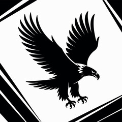 Obraz premium Stylized silhouette of a majestic eagle in flight with spread wings