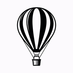 Naklejka premium Striking black and white illustration of a classic hot air balloon