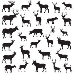 Wild Animal Vector Bundle – Fox, Elephant, Giraffe, Deer, Tiger, Lion, Horse – Cartoon Clipart Set

