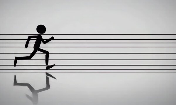 Running man silhouette vector design: a symbol of success, sport, and business competition, featuring a person, runner, or businessman in an exit or running pose