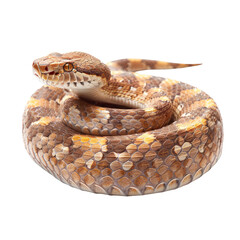 Fototapeta premium Small snake coiled, tan and brown scales