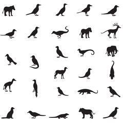 Wild Animal Vector Bundle – Fox, Elephant, Giraffe, Deer, Tiger, Lion, Horse – Cartoon Clipart Set

