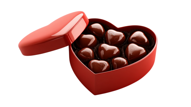 Heart shaped box of chocolate candies with an open lid - Powered by Adobe