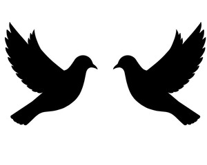 Two Black Pigeons Facing Each Other Icon Logo