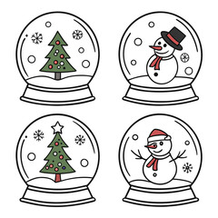 Festive snow globes with trees and snowmen christmas tree