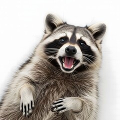 Obraz premium Expressive Raccoon Face with Joyful Look