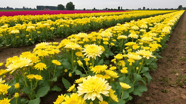 Aardappelveld in Limburg. De Aardappel bloeit met stervormige wit tot paarse bloemen met een zuiltje van gele meeldraden
