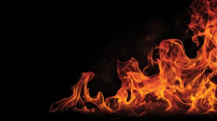 Fire flames on black background
