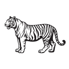 Tiger Vector Clipart – Hand-Drawn Jungle Animal Illustration in Flat Design