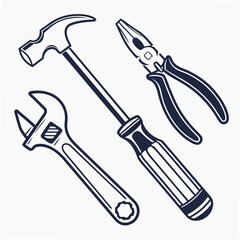 Hammer pliers and wrench tools hardware