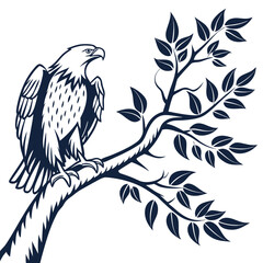 Majestic eagle perched on a leafy branch bird tree