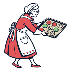 Mrs Claus with cookies tray christmas holiday