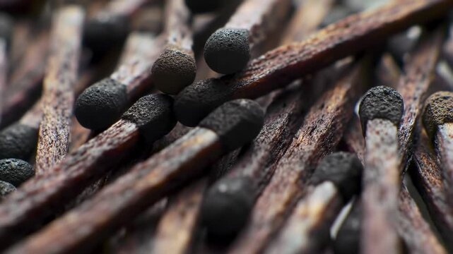 Close-up of burnt matches