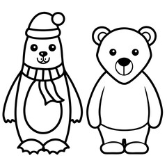 Penguin polar bear christmas characters winter