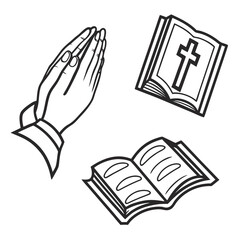 Praying hands and open books bible prayer