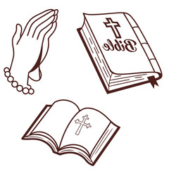 Praying hands bible cross icons religious faith