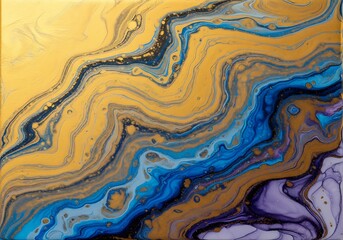Abstract fluid art with gold accents creates a modern dynamic texture
