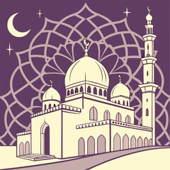 	Peaceful Mosque Night Scene