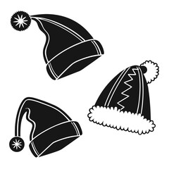 Santa hats with pom poms christmas winter