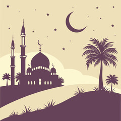 Peaceful Mosque Night Scene