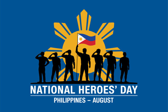 National Heroes Day creative poster with sun and fist, Philippines, unity and courage, unique tribute, vector design illustration