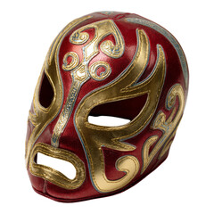 Red and Gold Decorative Mask with Intricate Design