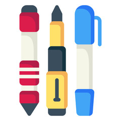 school stationery; pen, pencil, and marker