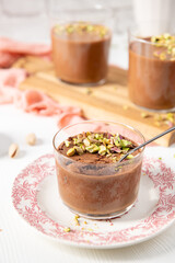 Three glasses of delectable chocolate dessert