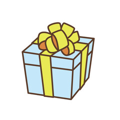 黄色いリボン付きの水色ギフトボックスのイラスト
