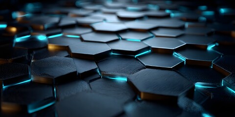 Obraz premium Abstract Hexagonal Pattern with Teal Illumination